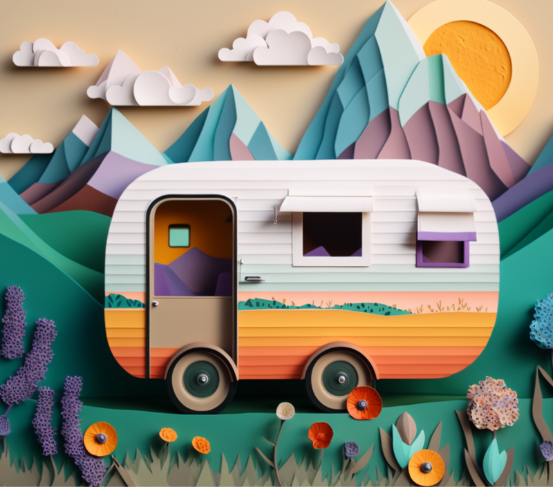 3D Paper Caravan 20oz Skinny Tumbler Printed Paper