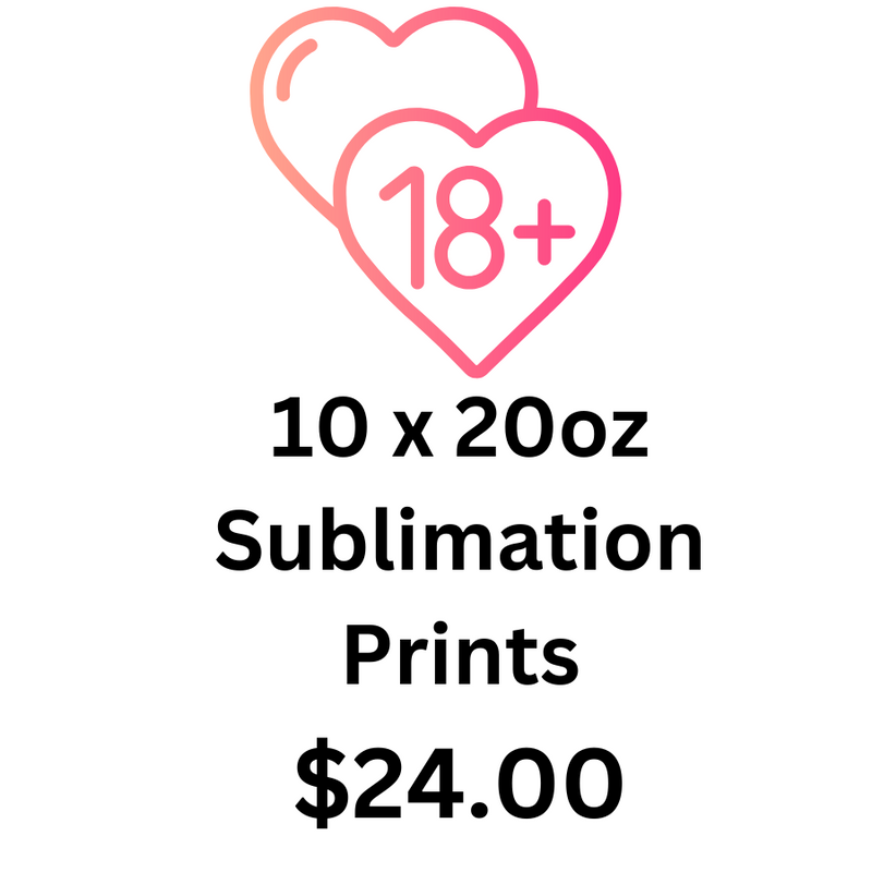 18+ 20oz Skinny Tumbler Sublimation Pack.  10 prints per pack