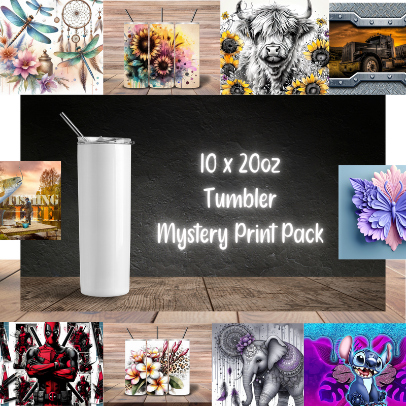 20oz Skinny Tumbler Sublimation Print Mystery Pack