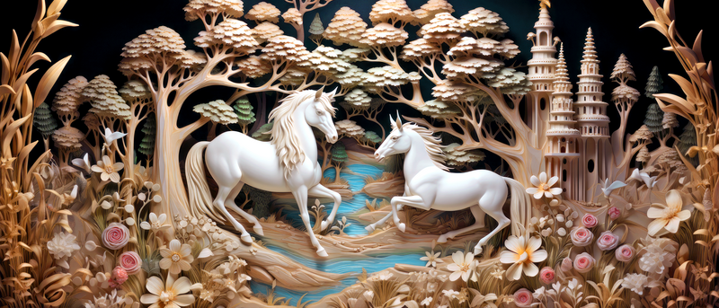 3D White Horses Sublimation Paper for 11oz mug