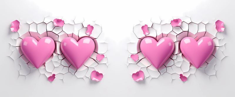 3D Pink Hearts Printed Sublimation Paper for 11oz mug.