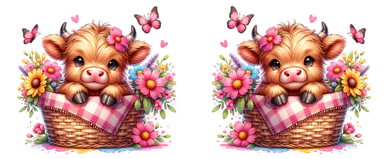 Pink Daisy's Highlander Cow Printed Sublimation Paper for 11oz mug.