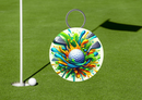 5cm Round Keyring Print colourful golf ball