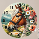 Round Clock Sublimation Print - Floral Horse