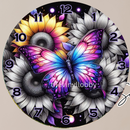 Round Clock Sublimation Print - Blue/Purple Butterfly