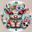 Round Clock Sublimation Print - Blue/Pink Cow
