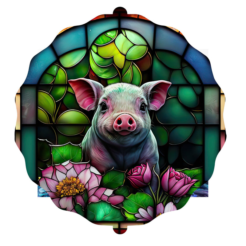 Stained Glass Pig Wind Spinner design to fit an 8' Spinner.