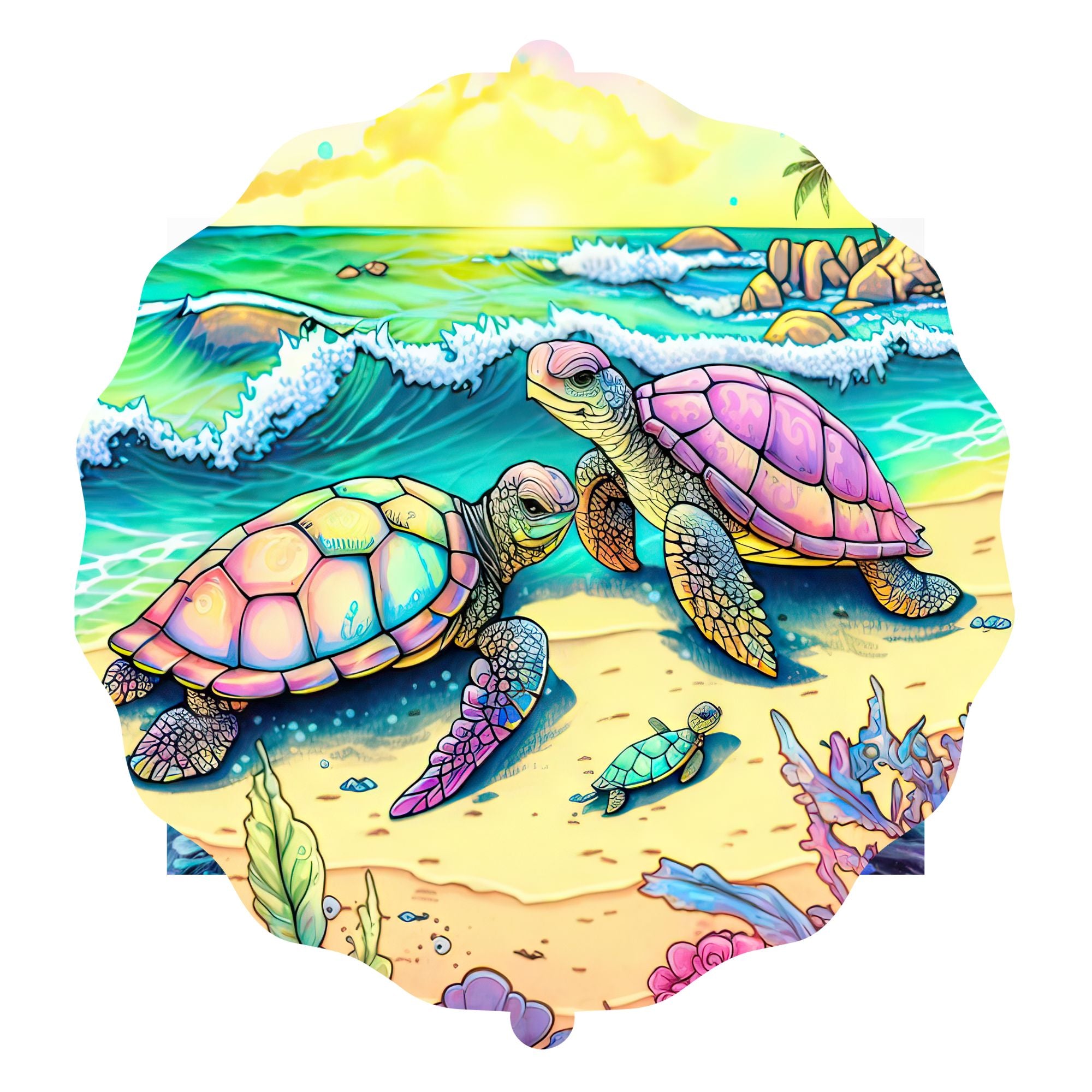 Beach Turtles Wind Spinner Sublimation Print
