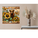 Square Clock Sublimation Print - Highlander Sunflower