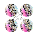 Car Coaster Sublimation Prints Leopard Bling