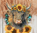 Sunflower Highland Cow 20oz Skinny Tumbler Printed Paper