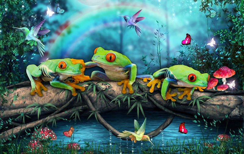 Cute Frogs in the Jungle 15oz Skinny Tumbler Printed Paper