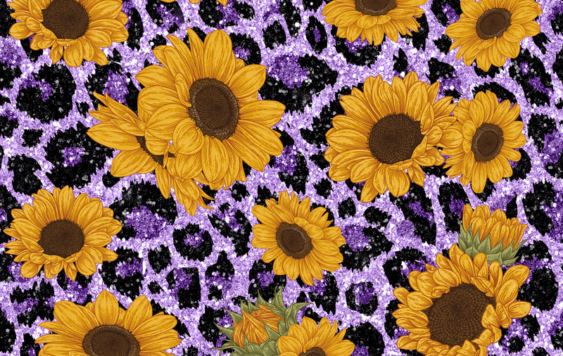 Sunflowers Leopard Glitter 15oz Skinny Tumbler Printed Paper