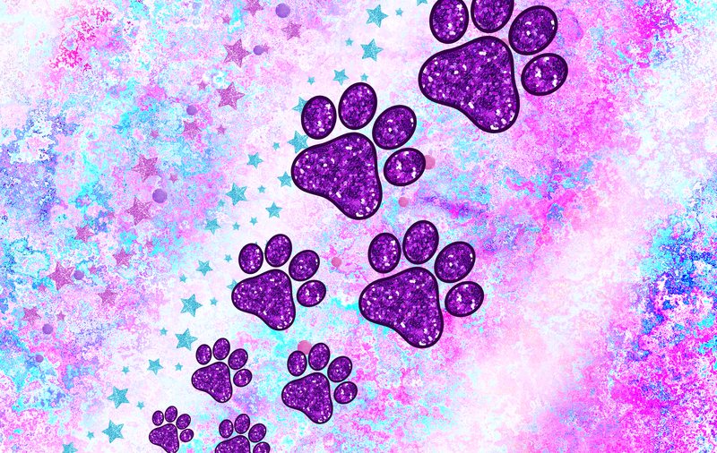 Dog Paw Purple Glitter 15oz Skinny Tumbler Printed Paper