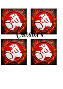 Sublimation Coaster Prints 4 Per Pkt 4"x4" - red lion