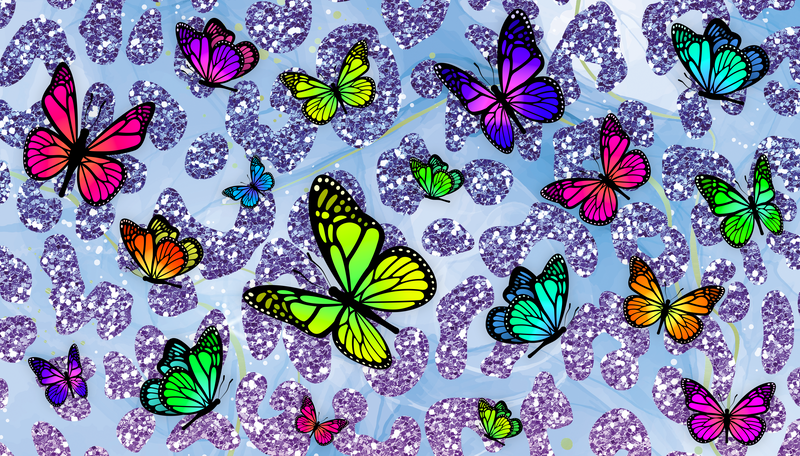 Colourful Butterflies 12oz Sublimation Flip Top Water Bottle Print