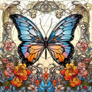 Stained Glass Blue/Orange Butterfly 20oz Skinny Tumbler Printed Paper