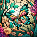 Stained Glass Green Butterfly 20oz Skinny Tumbler Printed Paper