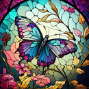 Stained Glass Blue/Pink Butterfly 20oz Skinny Tumbler Printed Paper