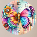 Round Clock UV DTF Print - Bright Butterfly