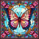 Stained Glass Pink/Blue Butterfly 20oz Skinny Tumbler Printed Paper