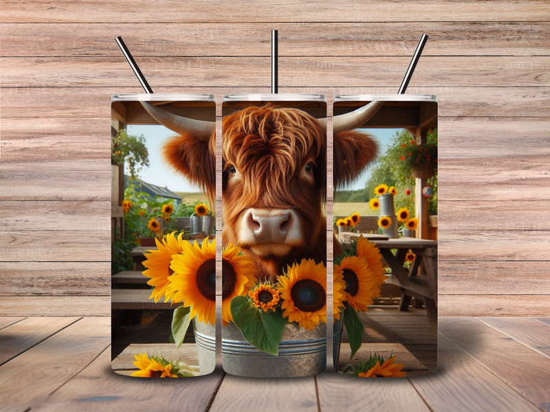 Highlander Cow in Bucket 20oz Skinny Tumbler Download file