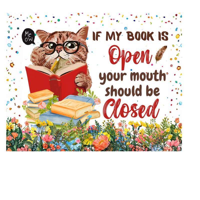 Funny Cat Book 20oz Skinny Tumbler Printed Paper