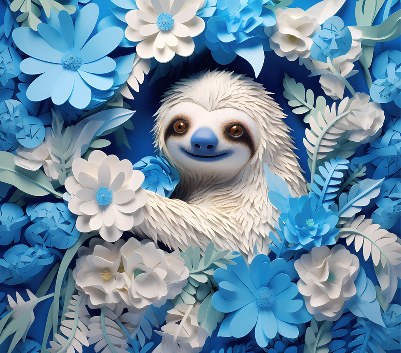 3D Cute Sloth 20oz Skinny Tumbler Printed Paper