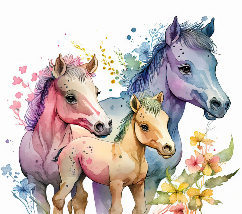 Water Colour Ponies 20oz Skinny Tumbler Printed Paper