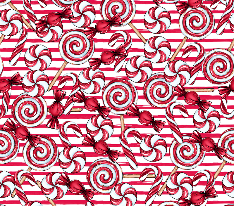 Red Swirl Candy canes 20oz Skinny Tumbler Printed Paper