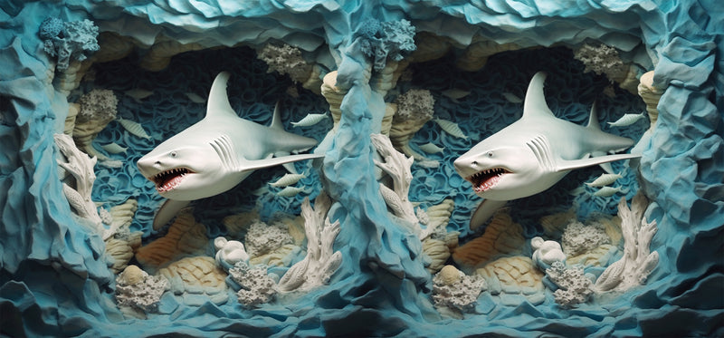 3D White Shark Sublimation Paper for 11oz mug