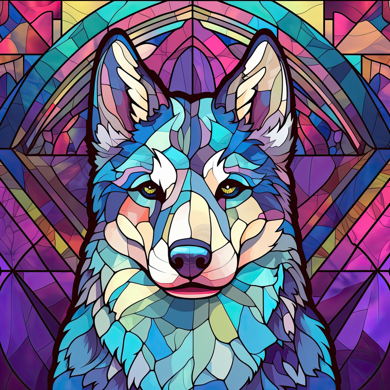 Stained Glass Husky 20oz Skinny Tumbler Printed Paper