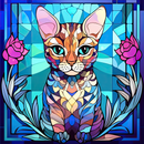 Stained Glass Cat 20oz Skinny Tumbler Printed Paper
