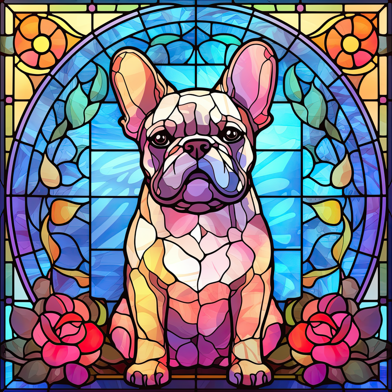 Stained Glass French Bulldog 20oz Skinny Tumbler Printed Paper