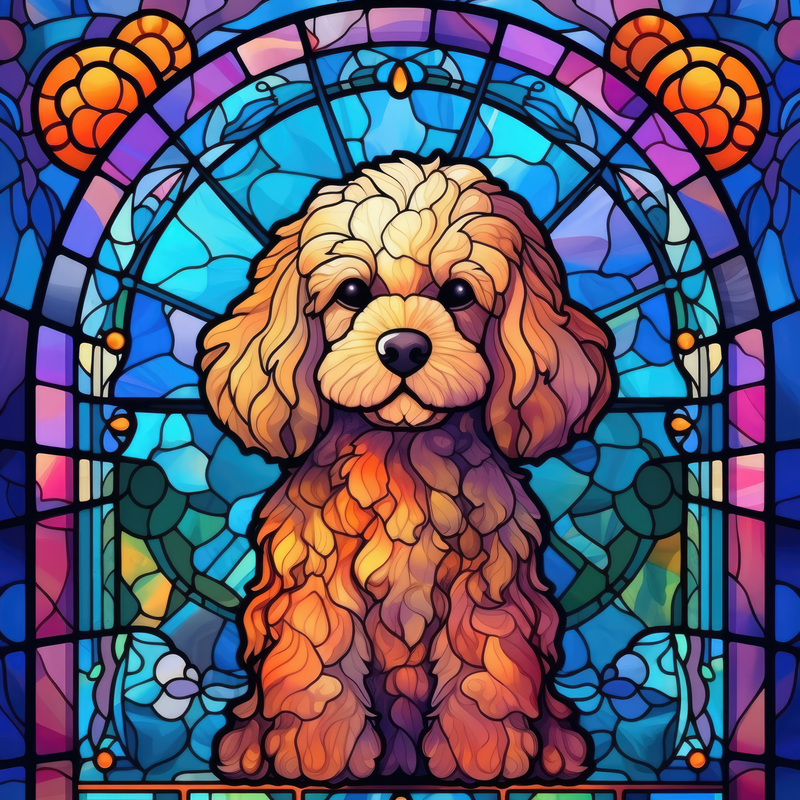 Stained Glass Fluffy Dog 20oz Skinny Tumbler Printed Paper