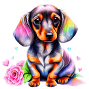 DTF Transfer Sheet - Colourful Sausage Dog