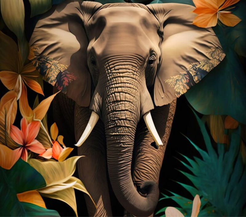 Floral Elephant 20oz Skinny Tumbler Printed Paper