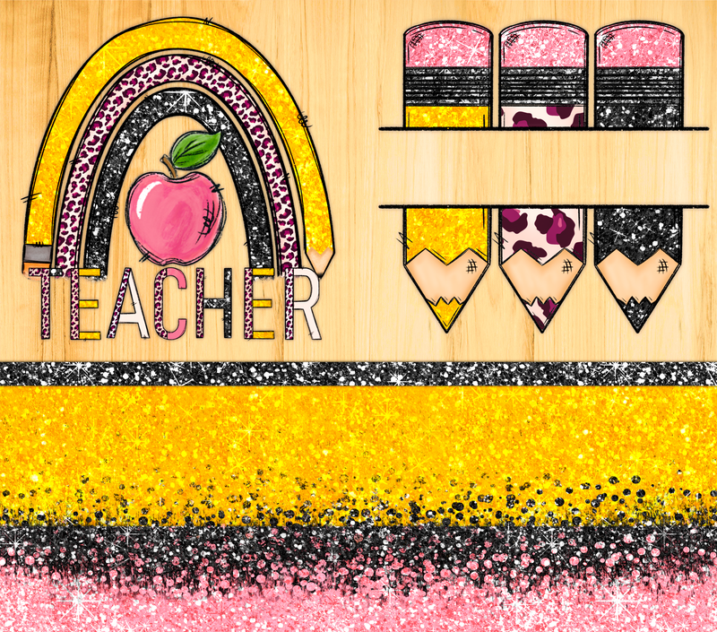 Glitter Personalized Teacher 20oz Skinny Tumbler Printed Paper