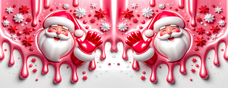 3D Red Dripping Santa Printed Sublimation Paper for 11oz mug.