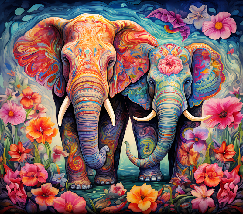 3D Paint Swirl Elephants 20oz Skinny Tumbler Printed Paper