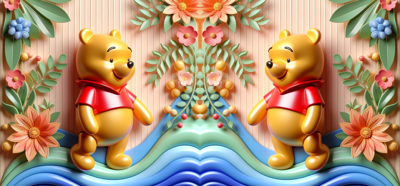 3D Floral Yellow Bear