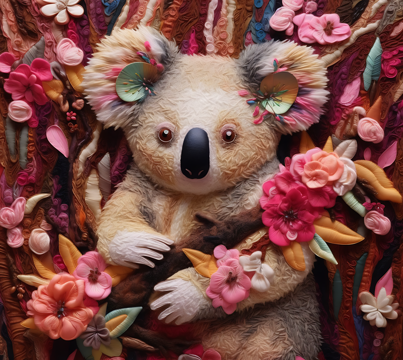 3D Pink Floral Koala 20oz Skinny Tumbler Printed Paper