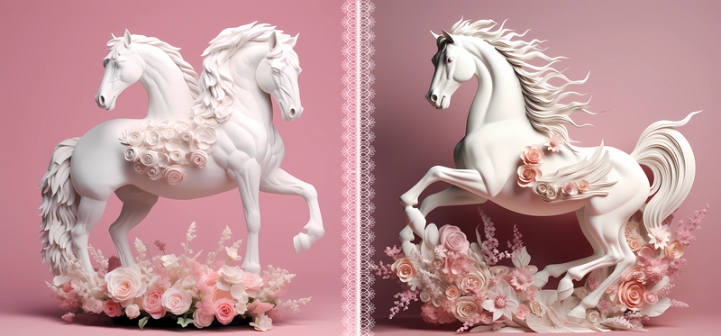 3D Pink White Horse Sublimation Paper for 11oz mug
