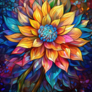 Stain Glass Bright Colourful Flower 20oz Skinny Tumbler Printed Paper