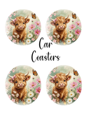 Car Coaster Sublimation Prints Floral Highlander 1