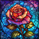 Stained Glass Red Rose 20oz Skinny Tumbler Printed Paper