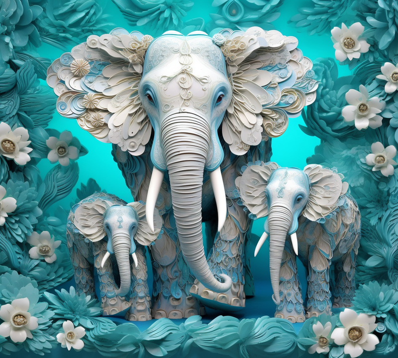 3D Elephant Family 20oz Skinny Tumbler Printed Paper