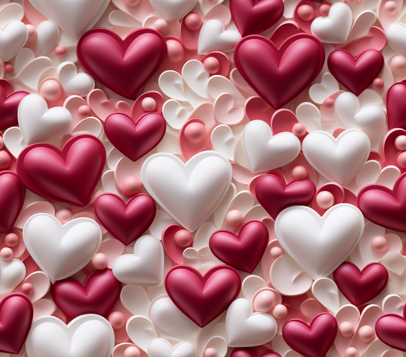 3D Red and Pink Hearts 20oz Skinny Tumbler Printed Paper