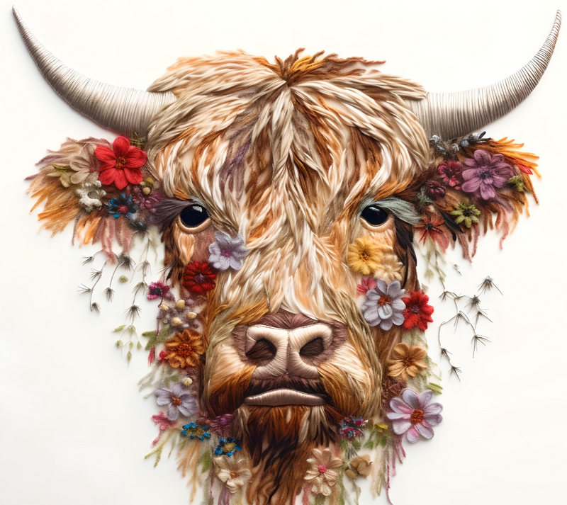 Highlander Cow Face 20oz Skinny Tumbler Printed Paper