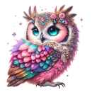 DTF Transfer Sheet - Pink/Purple Owl